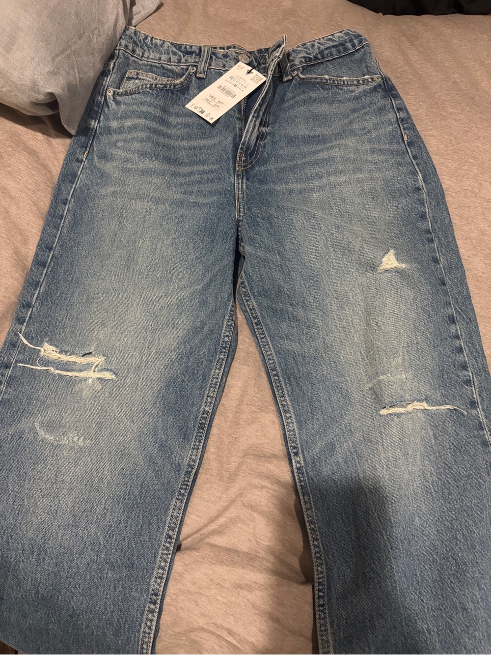 Zara Blue Denim Mom Fit Jeans